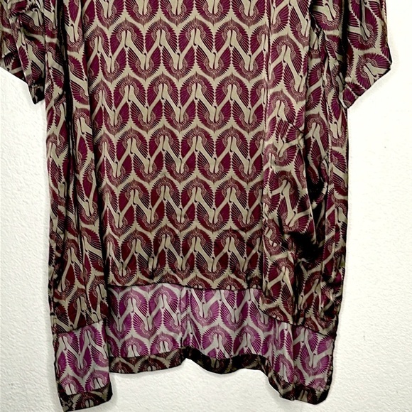 Melissa McCarthy Seven7 Boho Tunic Top Dress Olive Sz 2X Animal Print Silky - Picture 5 of 8